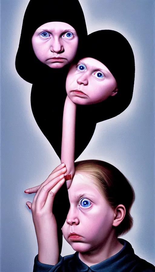 Image similar to the two complementary forces that make up all aspects and phenomena of life, by Gottfried Helnwein