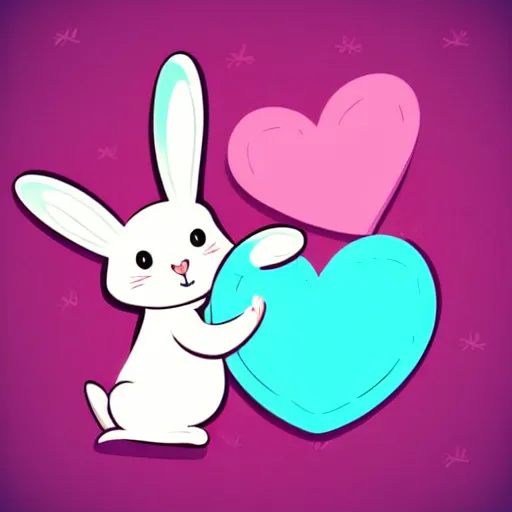 Image similar to adorable bunny hugging a heart, vector art sticker illustration, pixiv