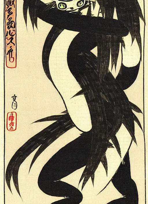 Image similar to trent reznor as a yokai illustrated by kawanabe kyosai and toriyama sekien