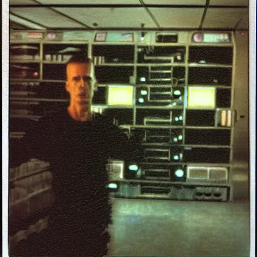 Image similar to Scene from the book Neuromancer by William Gibson. Polaroid