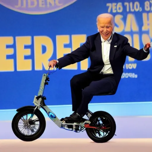 Prompt: biden riding an electric unicycle