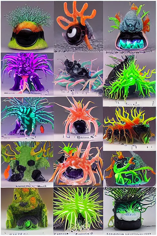 Image similar to creature sushi roots cactus elemental flush of force nature micro world fluo light deepdream