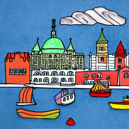 Image similar to toddler drawing of Helsinki