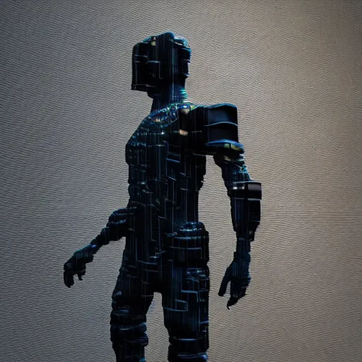 Prompt: a glitch art statue of a cyberpunk knight trending on artstation deviantart pinterest photorealistic hd 8 k highlights and shadow detailed high resolution