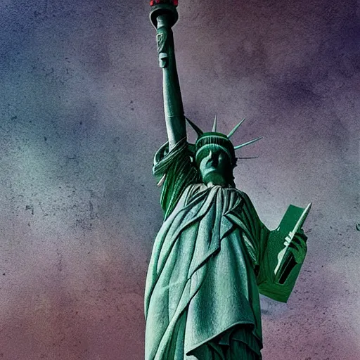 Image similar to extremely realistic statue of liberty, Painting by Erik Johansson, micro detailing