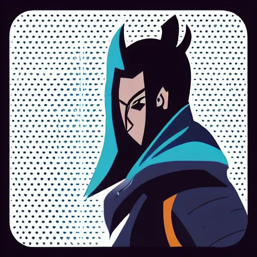 Image similar to yasuo vector, icon, high res, colour,