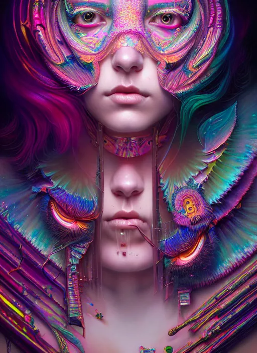 Image similar to hyper detailed ultra sharp hallucinogenic trance girl, warpaint aesthetic, synthwave, colorful, psychedelic, ornate, intricate, digital painting, concept art, smooth, sharp focus, illustration, art by tom bagshaw and greg rutkowski and hannah yata, trending on artstation 8 k