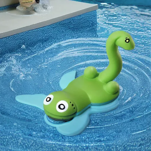 Prompt: loch ness monster bath toy, realistic,