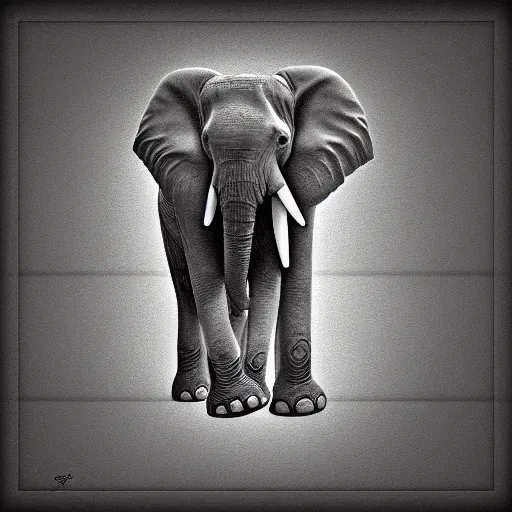 Image similar to an elephant turning into dust, digital art