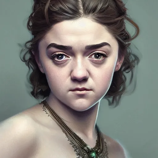 Image similar to ultra realistic illustration, maisie williams, intricate, elegant, highly detailed, digital painting, artstation, concept art, smooth, sharp focus, illustration, art by artgerm and greg rutkowski and alphonse mucha