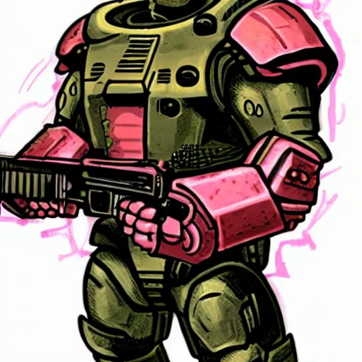 Image similar to Doomguy with pink armor