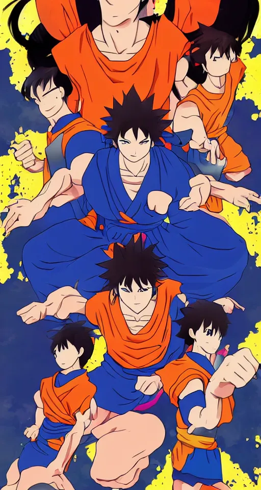 Prompt: Sangoku , super Saian, modern anime style