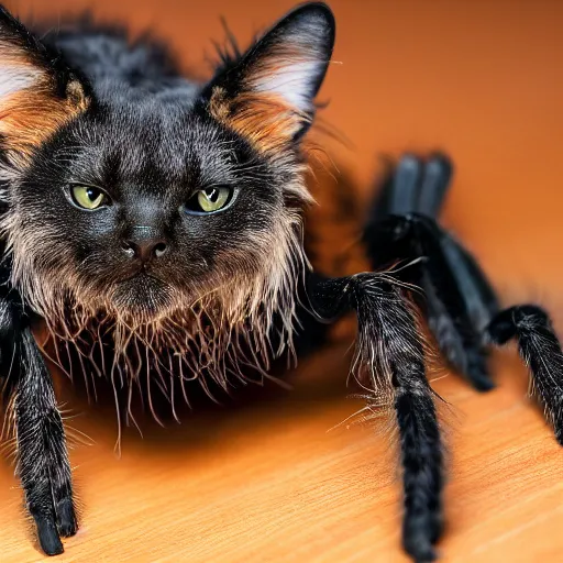 Image similar to photo of a hybrid between a cat and a tarantula