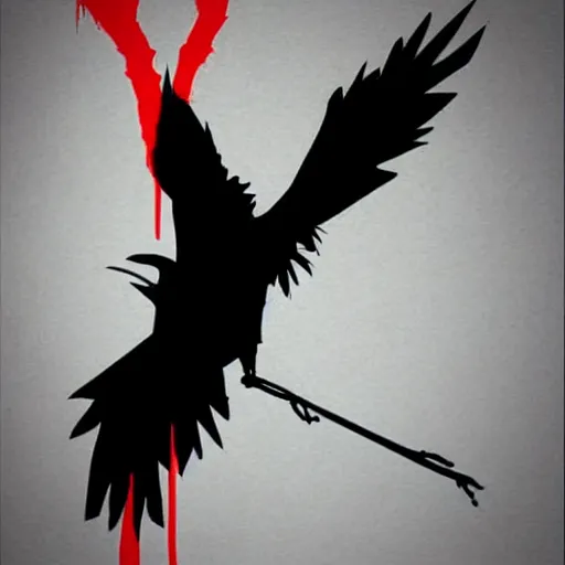 Image similar to illustration of a raven with red lines inspired by infamous second son bad karma, perfect