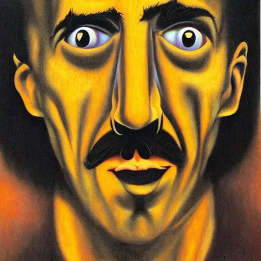 Prompt: the horrendous nose of Frank Zappa, by Dave McKean, 8k, surreal
