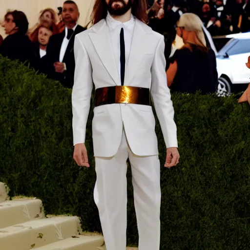 Image similar to photo of jesus at the met gala