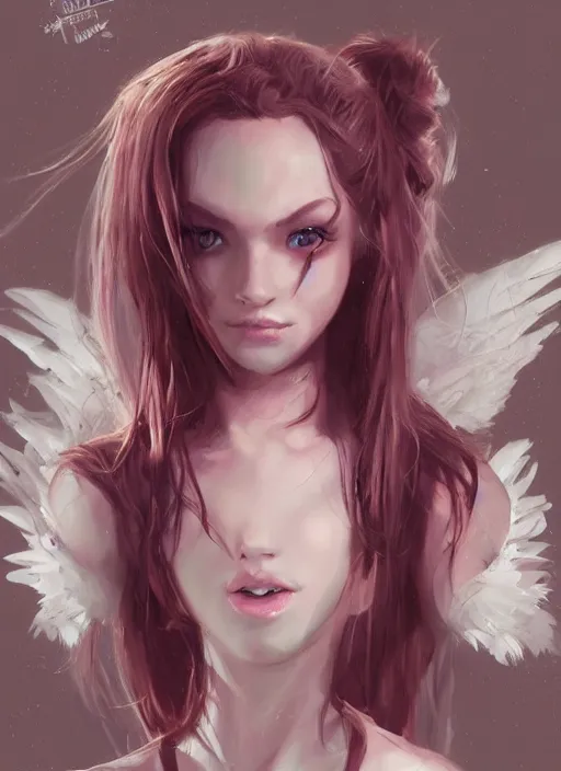 Image similar to concept art. angel girl. artstation trending. highly detailed