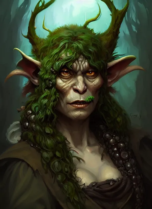 Image similar to a forest goblin, beautiful, elegant, realistic, dnd character art portrait, dark fantasy art, matte fantasy painting, deviantart artstation, by jason felix by steve argyle by tyler jacobson by peter mohrbacher by paul hedley, cinema