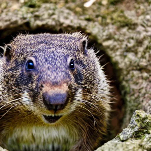 Image similar to a groundhog diving, realistic, photo wide angle, 8K