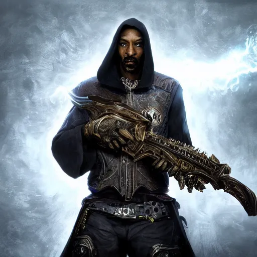 Image similar to portrait of snoop dogg as the grim reaper, league of legends amazing splashscreen artwork, gears of war, splash art, natural light, elegant, photorealistic facial features, intricate, fantasy, detailed face, atmospheric lighting, anamorphic lens flare, cinematic lighting, league of legends splash art, hd wallpaper, ultra high details by greg rutkowski