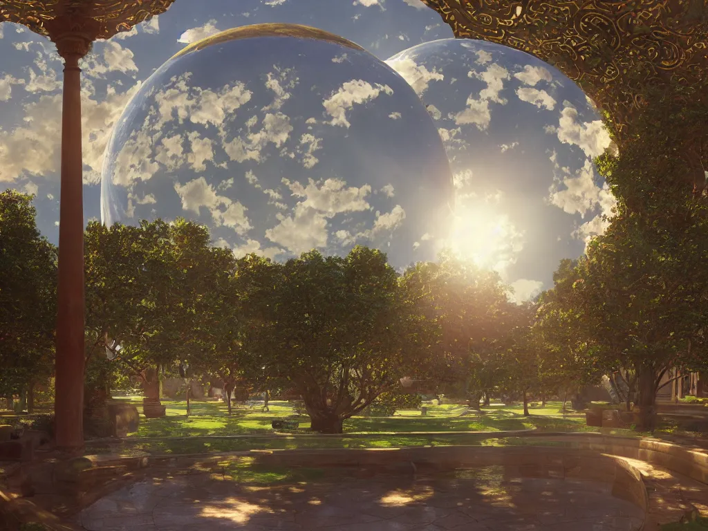 Image similar to 3 d render, sunlight study, the universe is a spheroid region 7 0 5 meters in diameter, art nouveau, by john william waterhouse and ( ( ( ( ( lisa frank ) ) ) ) ), 8 k, sharp focus, octane render