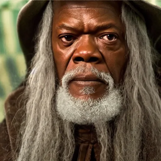 Prompt: Samuel L Jackson as Gandalf, photorealistic, 8k, movie imagery