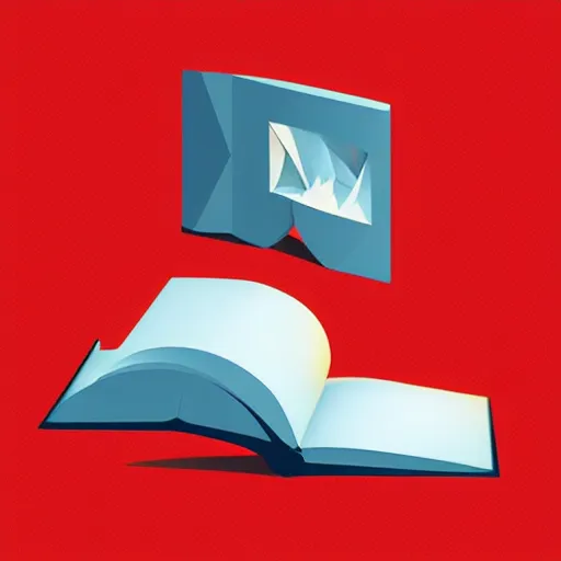 Image similar to 2 dimensional, vector, low poly, white fire hovering over an open book icon, red background, cgsociety, artstation