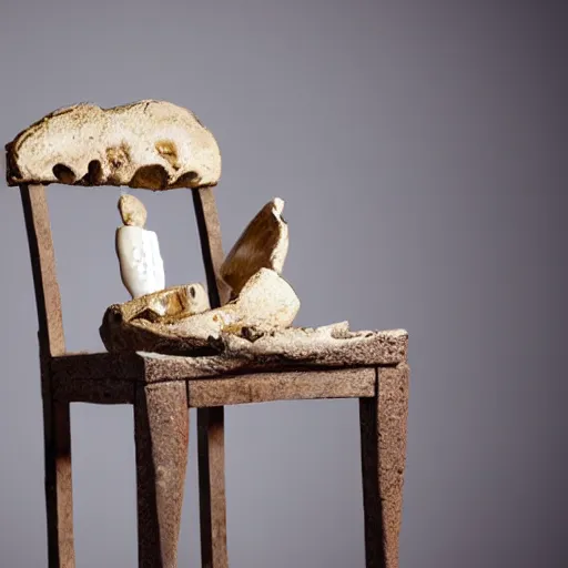 Image similar to a chair made out of human teeth, product photography