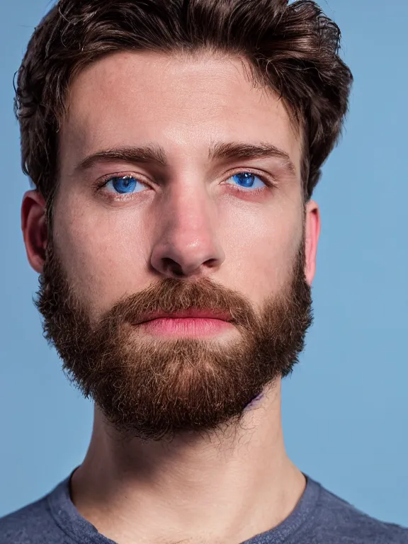 Prompt: 4K HD, high detail photograph, shot with Sigma f/ 4.2 , 250 mm sharp lens, shallow depth of field : (subject= Beautiful man with blue eyes + subject detail= accurate body features, consistent, high detailed light refraction , high level texture render)