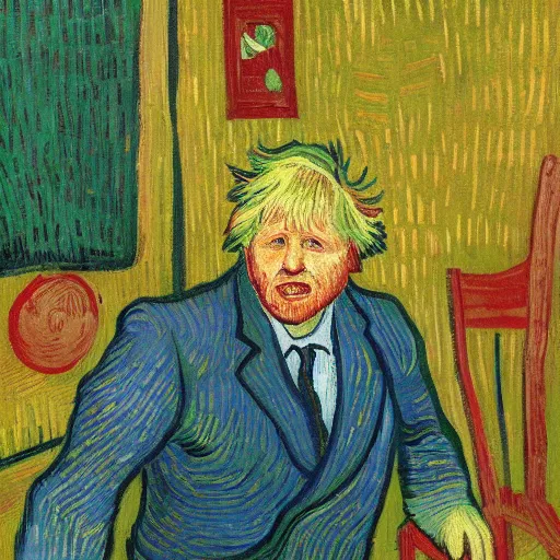 Image similar to Boris Johnson lying in raspberries by Vincent van Gogh