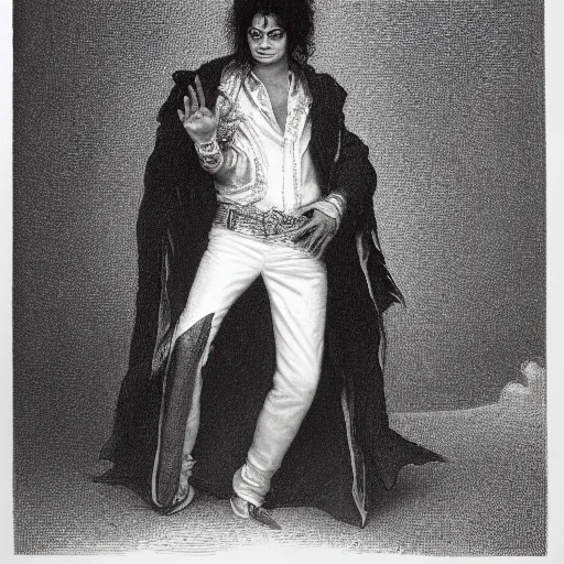 Image similar to Michael Jackson in the style of Gustave Dorè