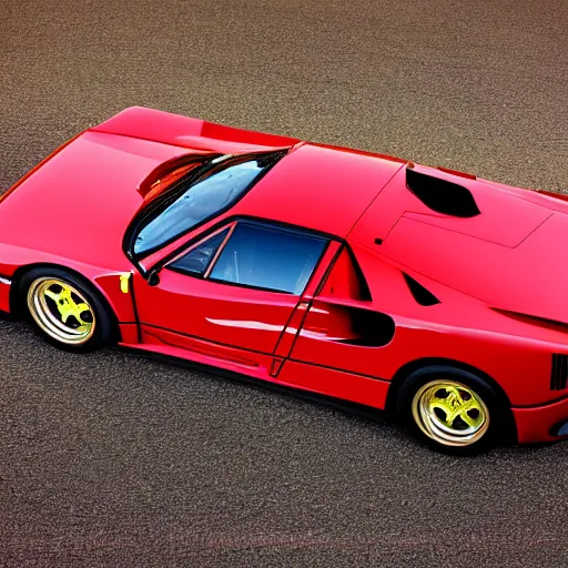 Image similar to ferrari f 4 0, photo of the year, golden hour, highly detailed