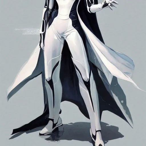 Image similar to full body portrait of a character in futuristic sleek clothes, in a flowing white tailcoat, wearing a white insectoid mask with many lenses for eyes, many eyes, dramatic lighting, illustration by Greg rutkowski, yoji shinkawa, 4k, digital art, concept art, trending on artstation