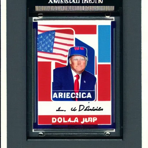 Image similar to baseball card of donald trump with team called american traitors with russia flag