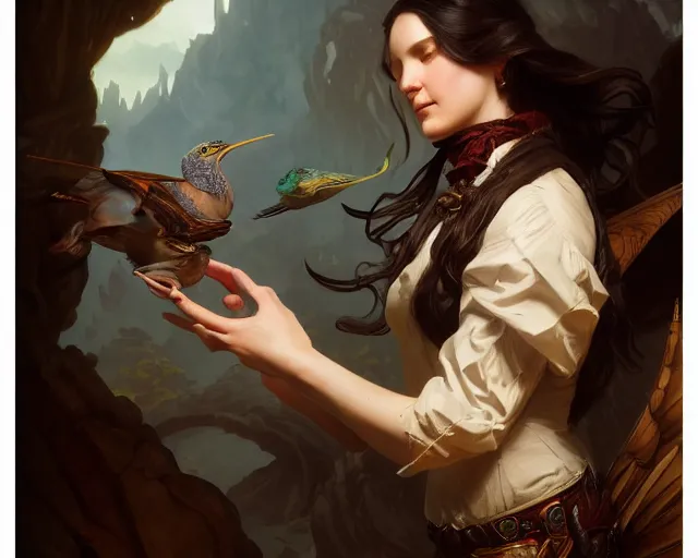 Image similar to photography of john james audubon, deep focus, d & d, fantasy, intricate, elegant, highly detailed, digital painting, artstation, concept art, matte, sharp focus, illustration, hearthstone, art by artgerm and greg rutkowski and alphonse mucha