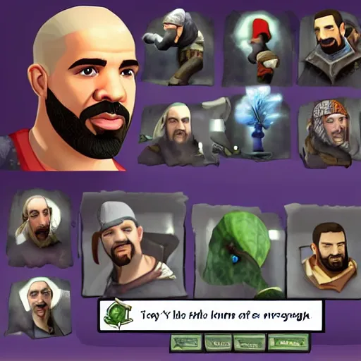 Image similar to drake, as a character in runescape