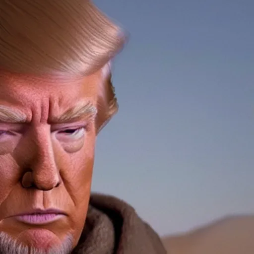 Image similar to A film still of Donald Trump as obi wan kenobi realistic,detailed