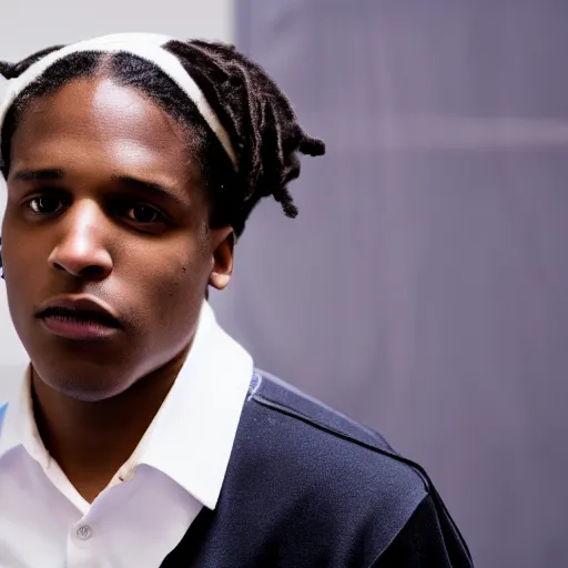 Image similar to ASAP Rocky as a mailman, 4k photo depth of field