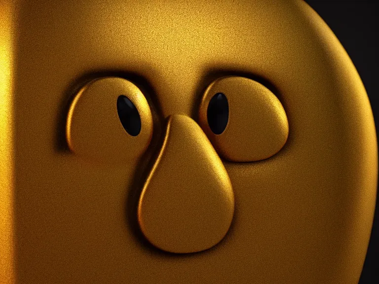 Image similar to fullshot of sad golden emoji, trending on artstation, octane render, insanely detailed, 8 k, hd