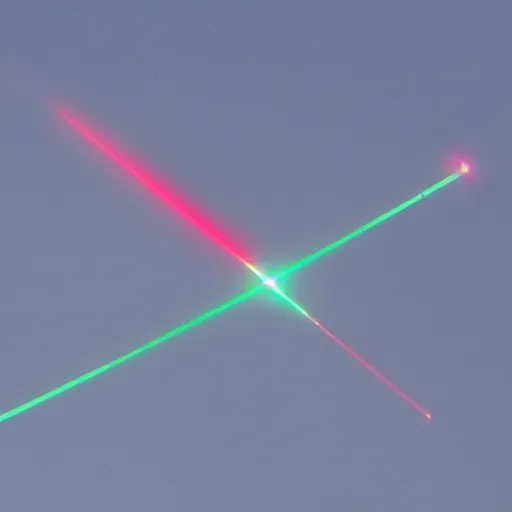 Prompt: giant laser aiming at a airplane