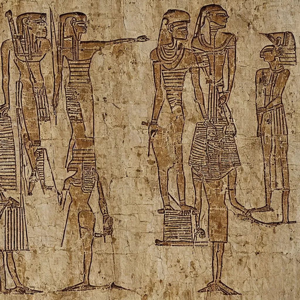 Prompt: papyrus drawing from ancient egypt showing very detailed pyramid design and construction plans, well preserved, authentic, realistic