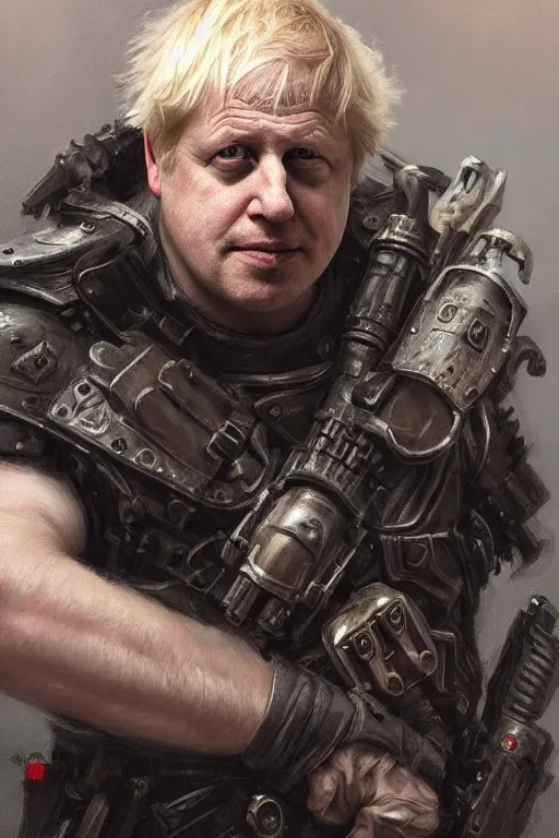 Image similar to Boris Johnson as Punisher, portrait, elegant, intimidating pose, very detailed face, studio lighting, photorealism, wearing armor plate with a skull,Livia Prima,Mucha,fantasy art,beautiful,artstation,trending on artstation,intricate details,alluring,masterpiece