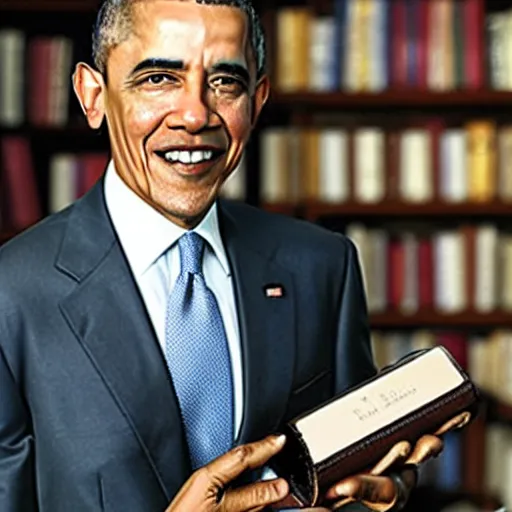 Image similar to barack obama with a copy of the bible in hand