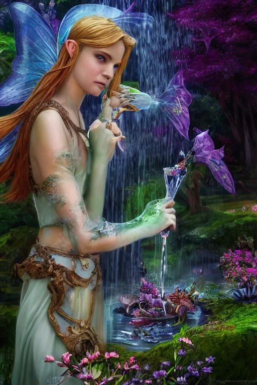 Image similar to Great Fairy Fountain from Zelda oil on canvas, intricate, portrait, 8k highly professionally detailed, HDR, CGsociety