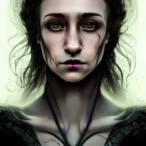 Prompt: gorgeous female Stella Maeve incubus, realistic character concept, full body shot, spooky, illustration, symmetrical face and body, realistic eyes, artstation, cinematic lighting, hyperdetailed, detailed realistic symmetrical eyes, cgsociety, 8k, high resolution, Charlie Bowater, Tom Bagshaw, single face, insanely detailed and intricate, beautiful, elegant, dark bedroom with bed in background, vfx, postprocessing