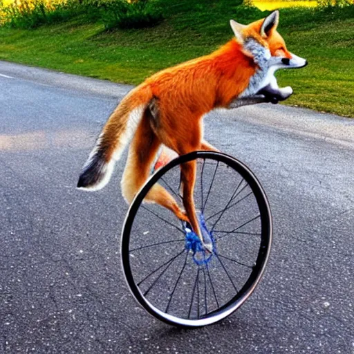 Prompt: a fox riding a unicycle