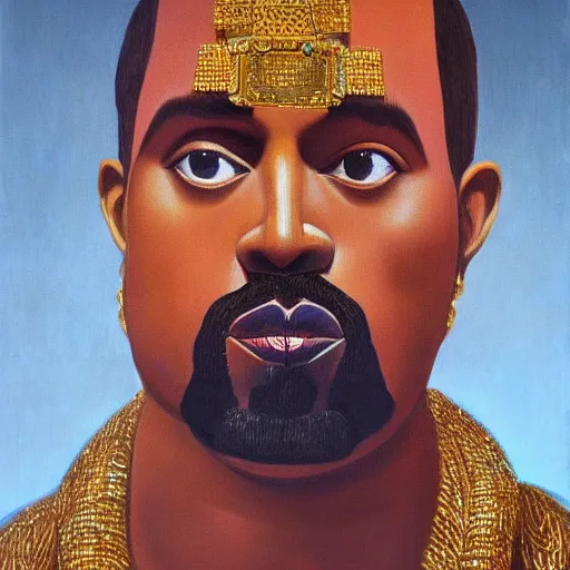 Image similar to portrait of kayne west as god by dali, 8 k