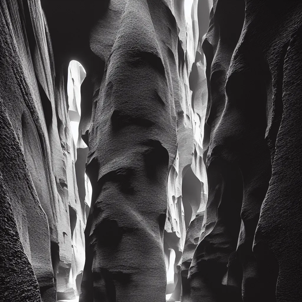 Image similar to huge slot canyon, mads berg, karolis strautniekas, film noir, stippled light, dramatic lighting, editorial illustration, detailed, fine texture, matte print, art deco, brutalism, dark blue + dark orange, red, black, ( ( habitat 6 7 background ) )