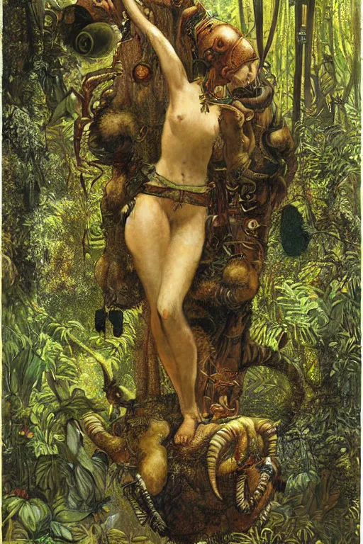 Image similar to a squonk in an alien jungle by lawrence alma tadema and rick berry and norman rockwell and jason fabok and greg staples and nc wyeth