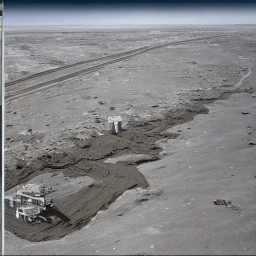 Image similar to moonwalker photo, city street on the moon, detailed image of the future norilsk base, lunar landscape